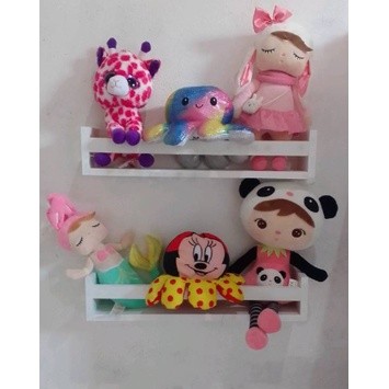 2 Prateleiras 50 cm Decoração Branco   Livro Brinquedo Infantil