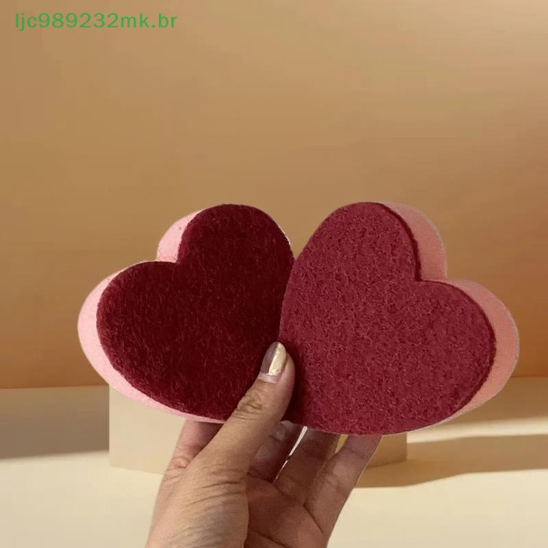 [MYBR] 10 Unidades De Esponja De Coração Almofada Resistente Forte Descontaminação Toalha De Prato Formato Fofo Não Risc em Oferta na Shopee