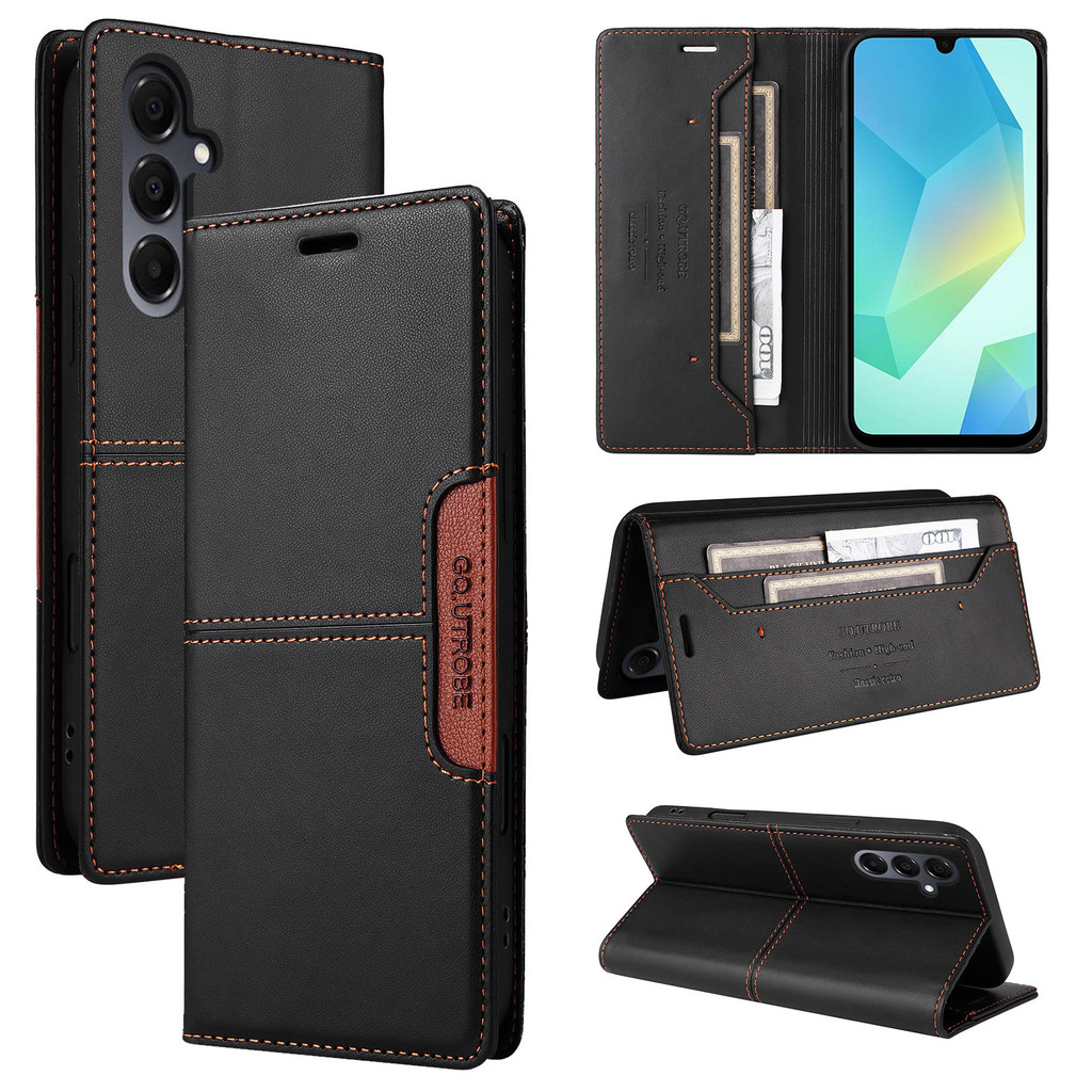 Capa Carteira De Couro Flip Para Samsung Galaxy A07 A17 A37 A57 A06 A16 A26 A36 A56 A05 A15 A55 Tampa com ímã potente