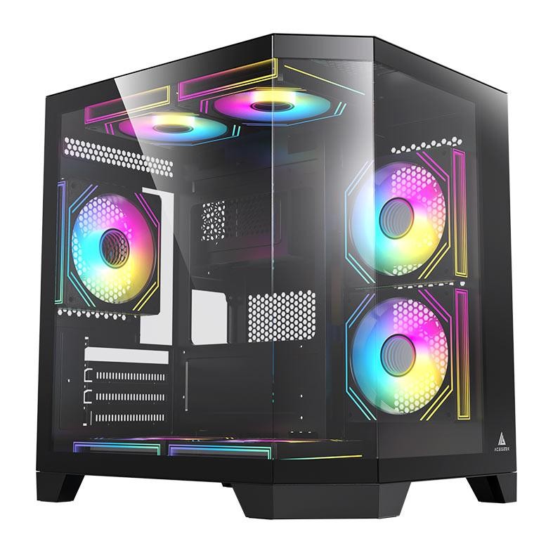 Gabinete Gamer Acegeek Vista, Mid-Tower, Lateral de Vidro, Preto, AG-VISTA-BK