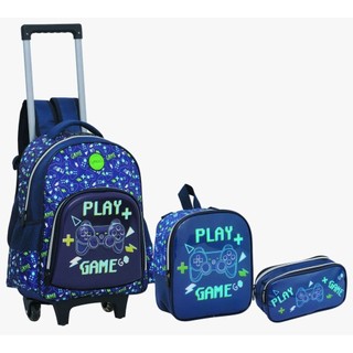 Kit Mochila Infantil Masculina c/ Carrinho 16 - Game - YEPP