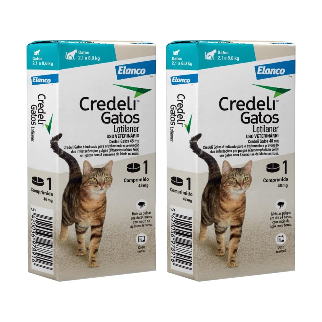Credeli Gatos 48mg  2,1 a 8kg- 1 Comp. - Elanco - 2 Unidades em Oferta na Shopee