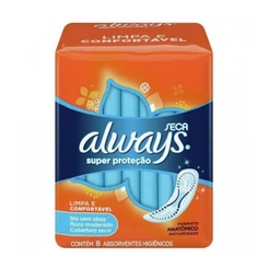 Absorvente Always Super Proteção Cobertura Seca Sem Abas Com 8 Unidades