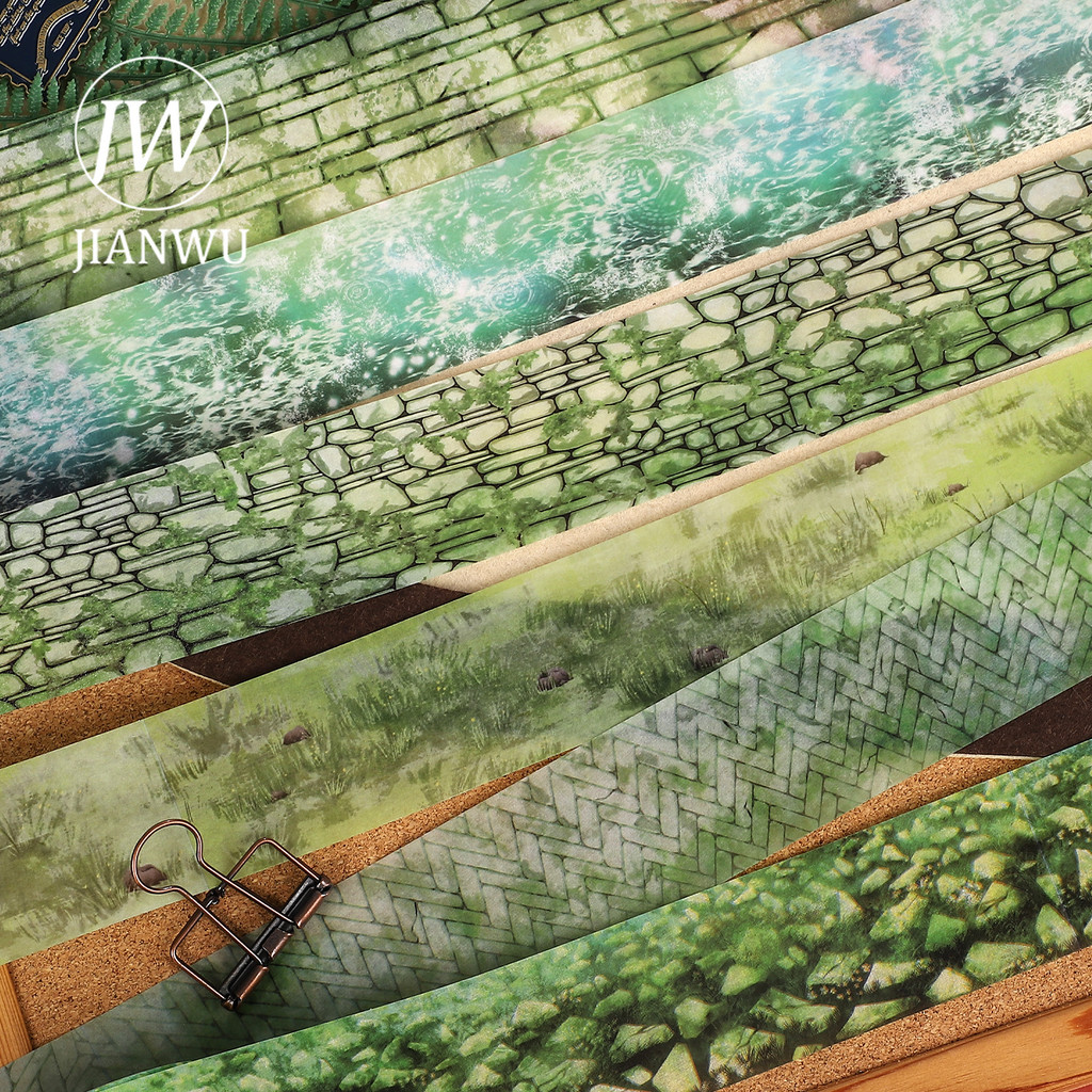 JIANWU 40mm * 200cm Vintage Piso Parede Azulejos Planta Pedra Paisagem Material Colagem Fita Washi Criativo DIY Diário P