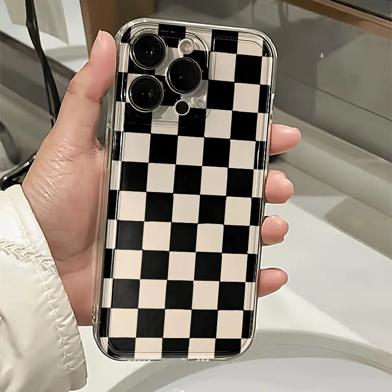Capinha Capa para iPhone 13 12 11 16 15 14 17 plus pro max 7 8 plus x xr xs max Xadrez transparente Anti-impacto em Oferta na Shopee
