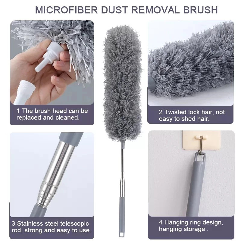 Escova Telescópica Ajustável 280cm para Limpeza de Cantos e Tetos