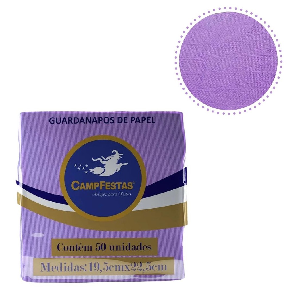 300 GUARDANAPOS LILÁS  FESTA 19,5 X 22,5 CAMPFESTA em Oferta na Shopee