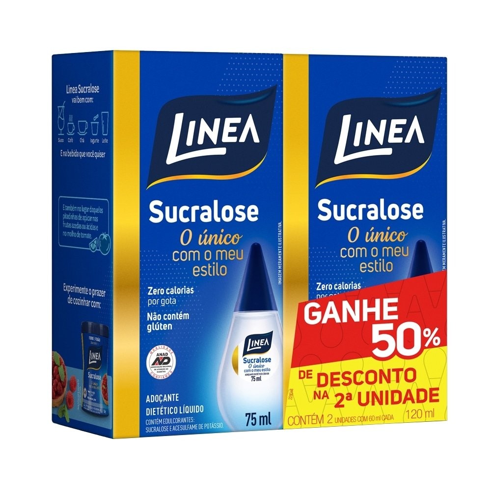 Adoçante Linea Sucralose Líquido 75ml Embalagem com 2 Unidades