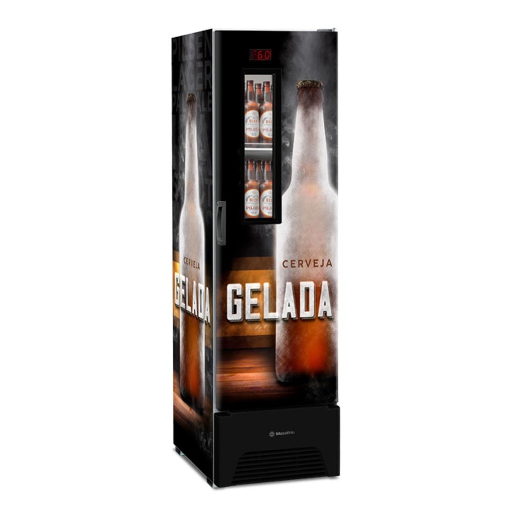Cervejeira Expositor Vertical Porta Sólida 300/336 Litros Vn28fp Optima Adesivada 220v - Metalfrio