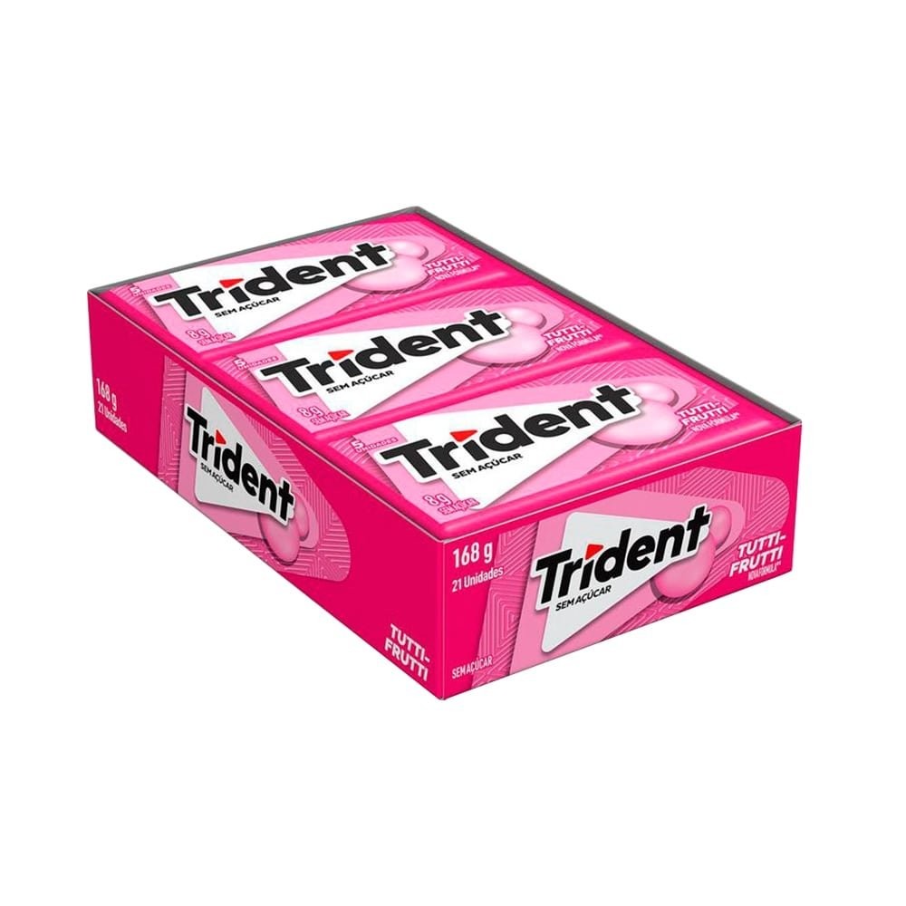 Chiclete Trident Tutti Frutti  Sem Açúcar 8g - Caixa com 21 Unidades
