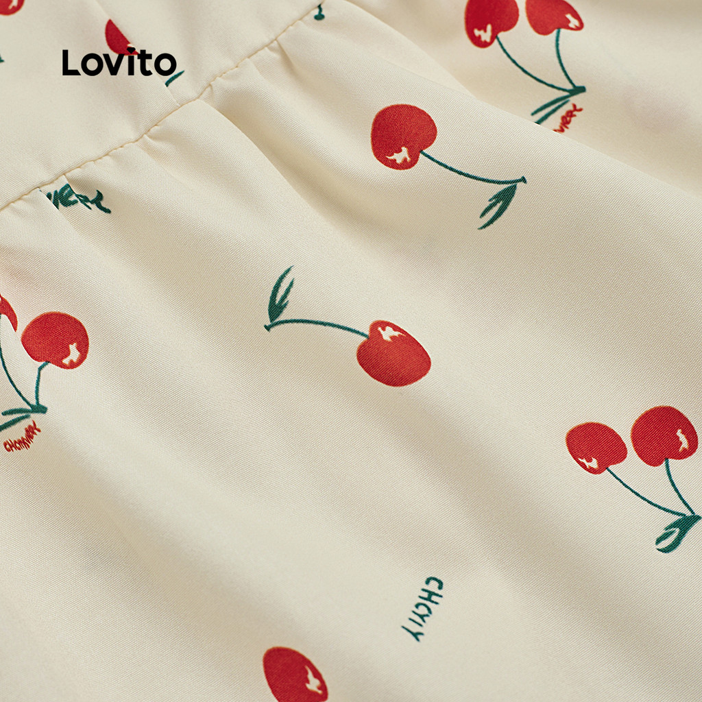 Detalhes do Lovito Top Fofo Ditsy Floral Lace Up Regata De Verão/Primavera Para Mulheres L125AD255