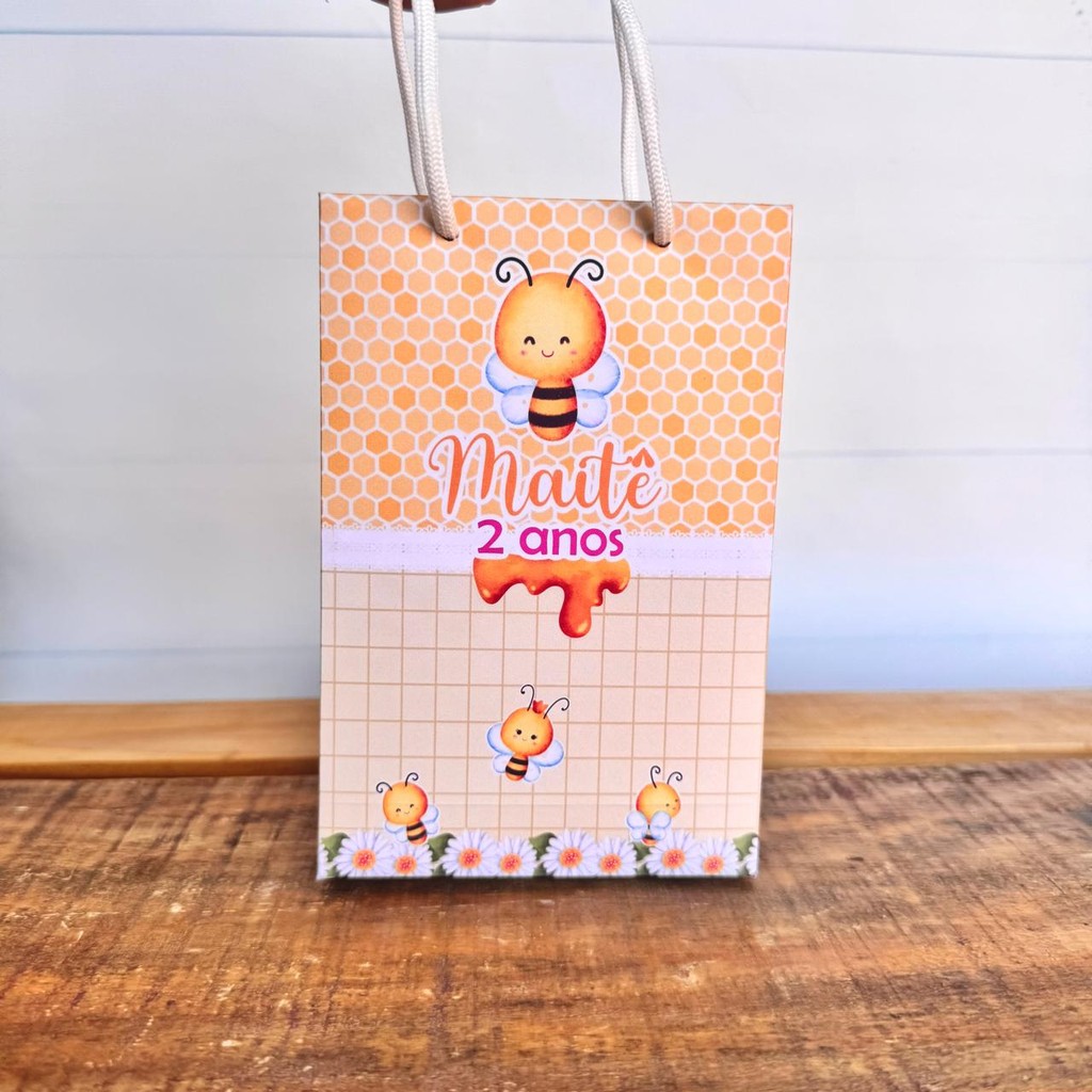 Sacolinha Personalizada Abelhinhas | Pegue e Monte | Lembrancinhas | Festa infantil | Aniversário