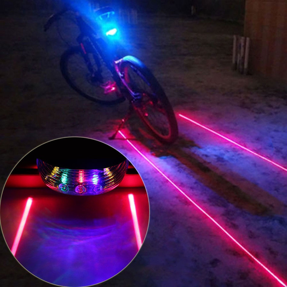 Luz de Segurança à Prova d'Água para Bicicleta Luz Traseira LED Laser Acessórios de Aviso Traseiro AOEI
