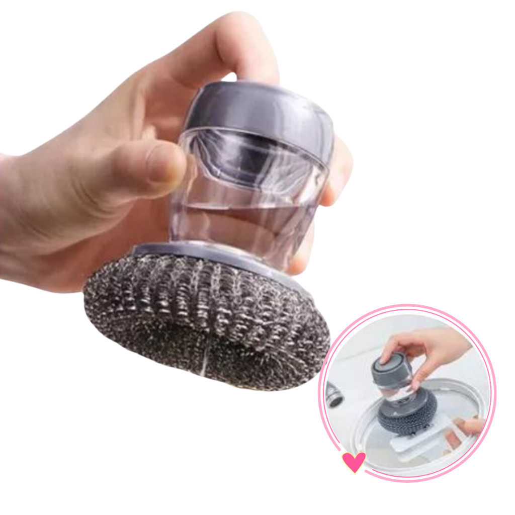Escova de Limpeza com Dispenser para Detergente - Ideal para Panelas de Aço, Fogão e Louças