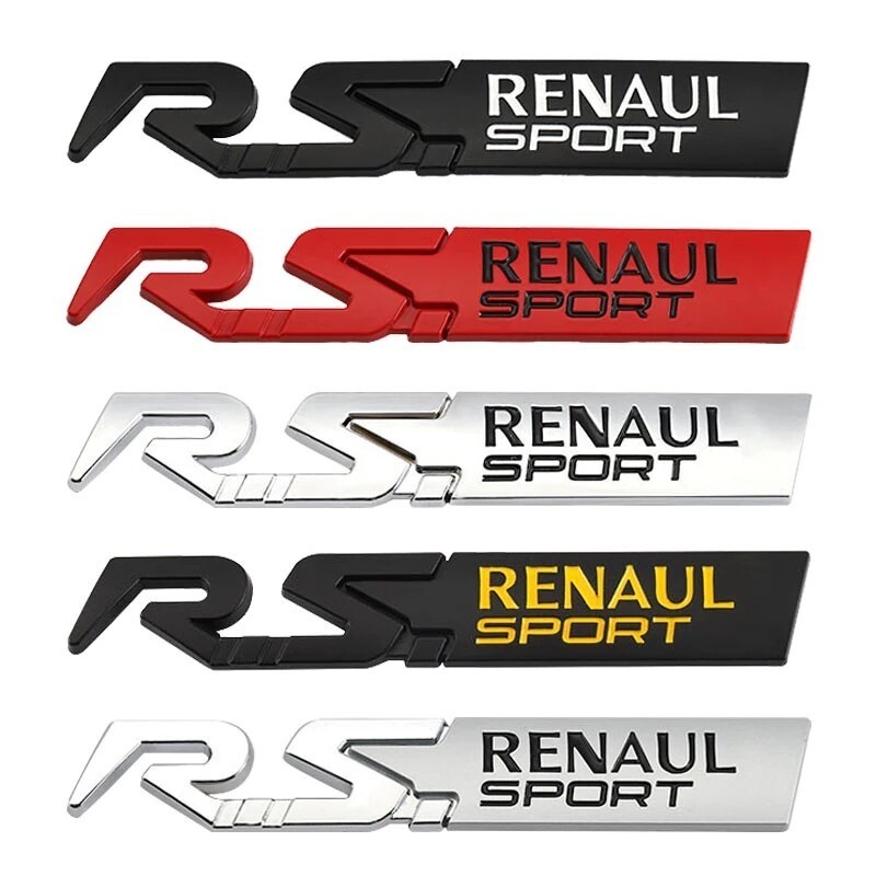 Para RS RENAULT SPORT Emblema Logotipo Do Porta-Malas Traseiro Adesivo De Crachá Lateral Megane CLIO Koleos laguna SCENIC CAPTUR Logan Sandero Safrane
