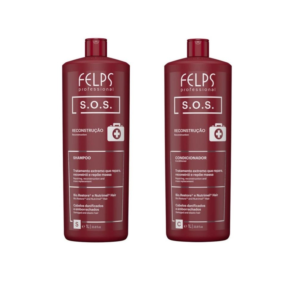 Kit Felps SOS Reconstrução - Shampoo 1 Litro + Condicionador 1Litro