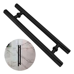 Puxador Para Porta Inox 304 Preto 60cm Pivotante Redondo
