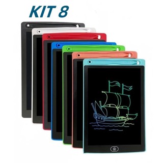 Kit 8 Lousa Mágica 8.5 Polegadas Tela Lcd Tablet Infantil De Escrever E Desenhar