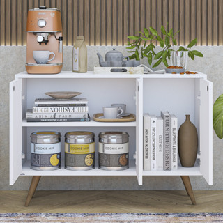 Rack Aparador Cantinho Café Retro Pés Estilo Retrô 3 Portas Com Puxador