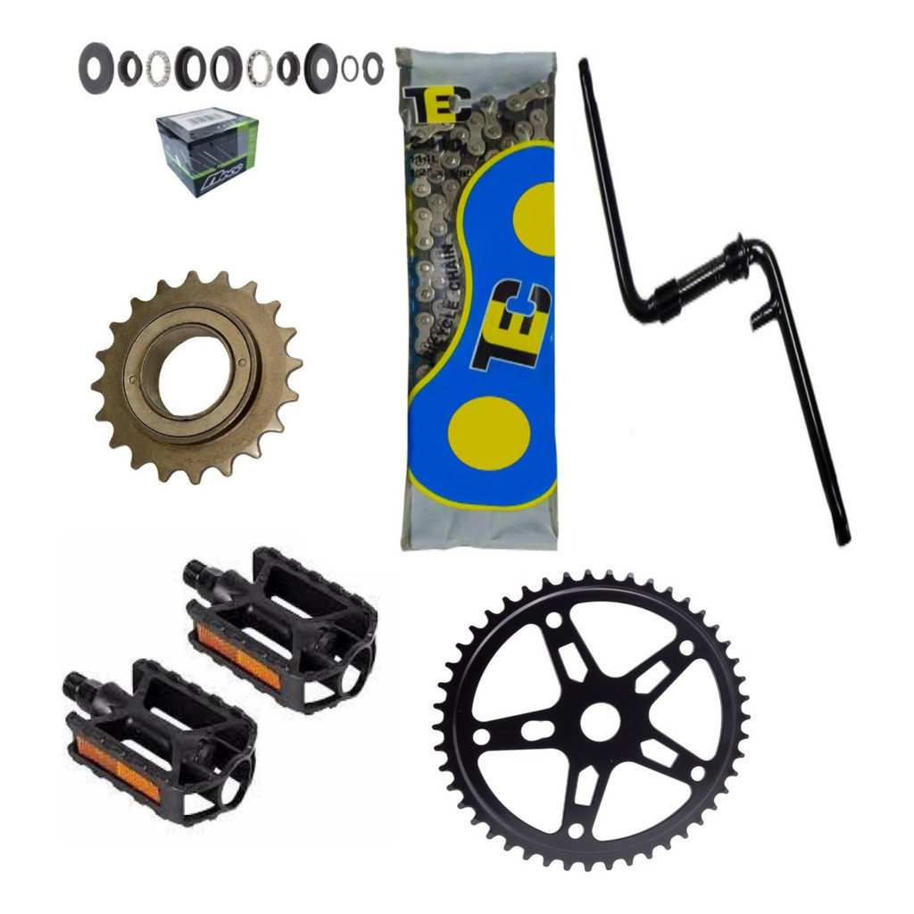 Pedivela Para Bicicleta+Catraca+Pedal+Corrente+Engrenagem+Jg.Centro Kit Bike Barra Forte MTB