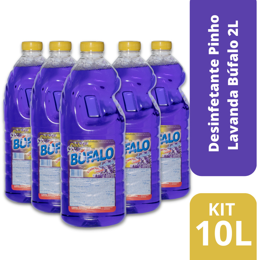 Kit com 5 Desinfetantes Pinho Bufalo Lavanda 2L Cada - Home & Living