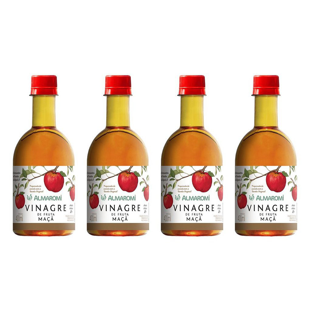 4 Vinagre de Fruta de Maçã 400ml - Almaromi em Oferta na Shopee