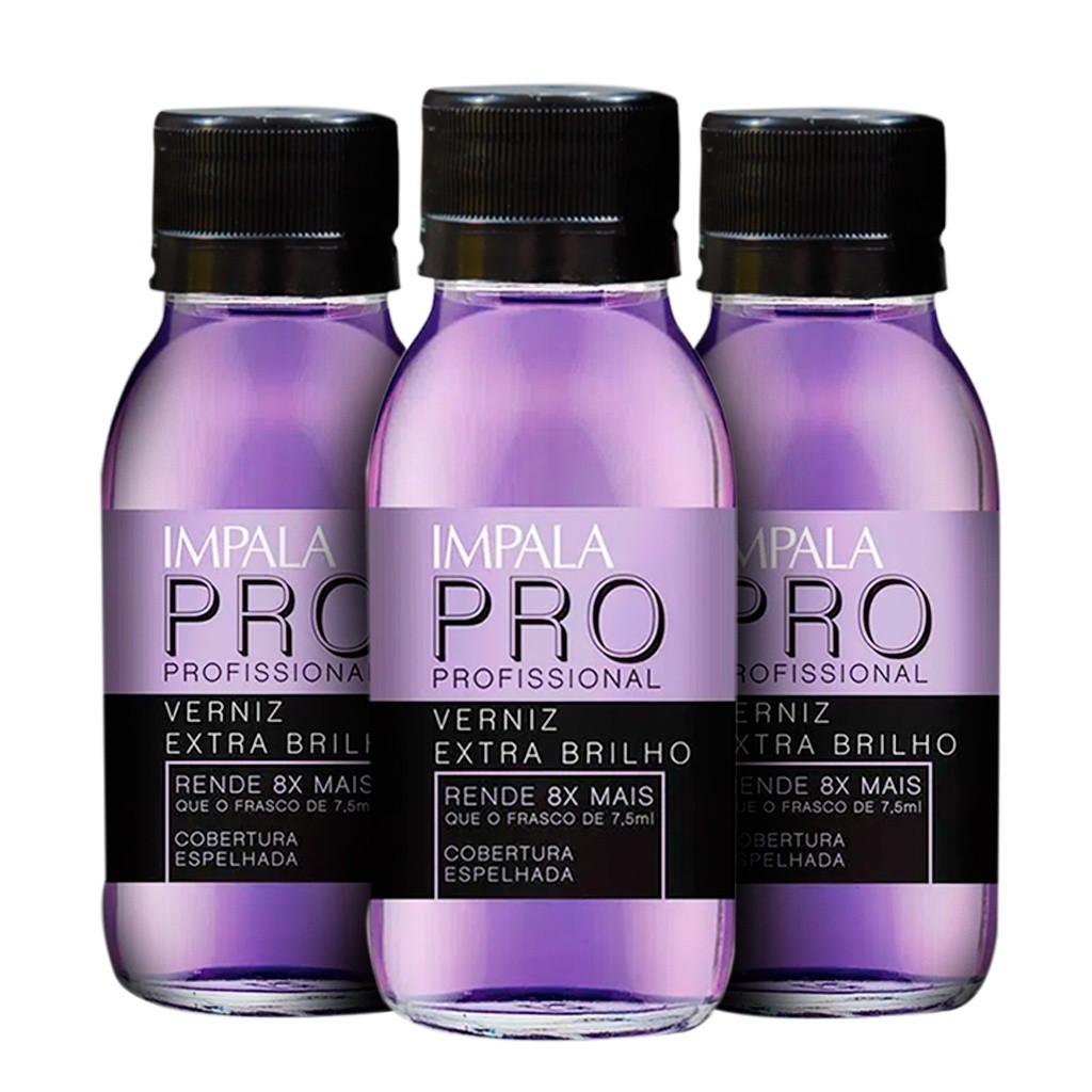 Esmalte Impala Pro - Verniz Extra Brilho 60ml C/3