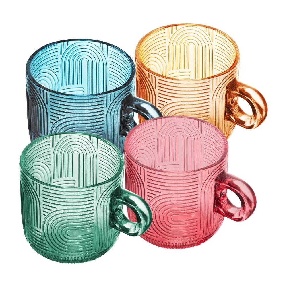 4 Xícaras Wolff Frankfurt de Vidro Colorido 220ml