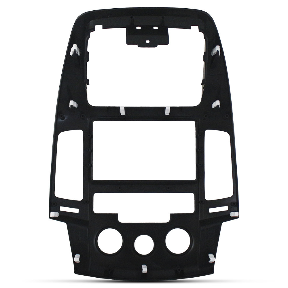 Detalhes do Kit Moldura Painel 7 Pol I-30 Ar Analógico 2008 2009 2010 2011 2012 2 Din Preto Chicote Som Plug Antena