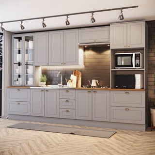 Cozinha Completa 6 Peças Com Cristaleira Amy Casa 812 Cinza em Oferta na Shopee
