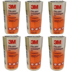 Kit 24 Fita Adesiva 301 Embalagem 3M Transparente 48MM X 50M