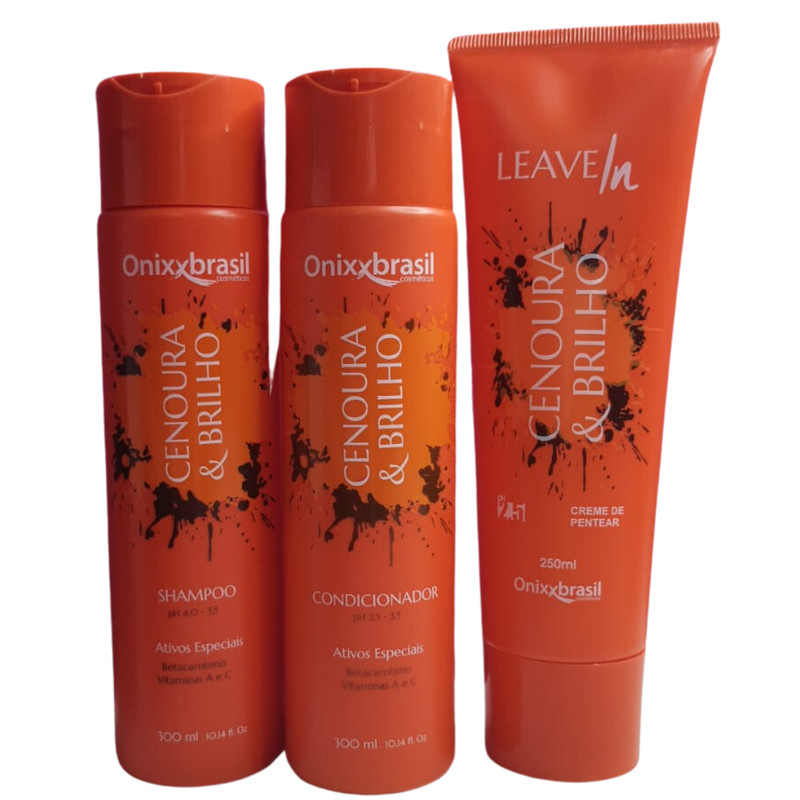 Kit Cenoura e Brilho Cond+Shamp+Leave-in Onixx Brasil