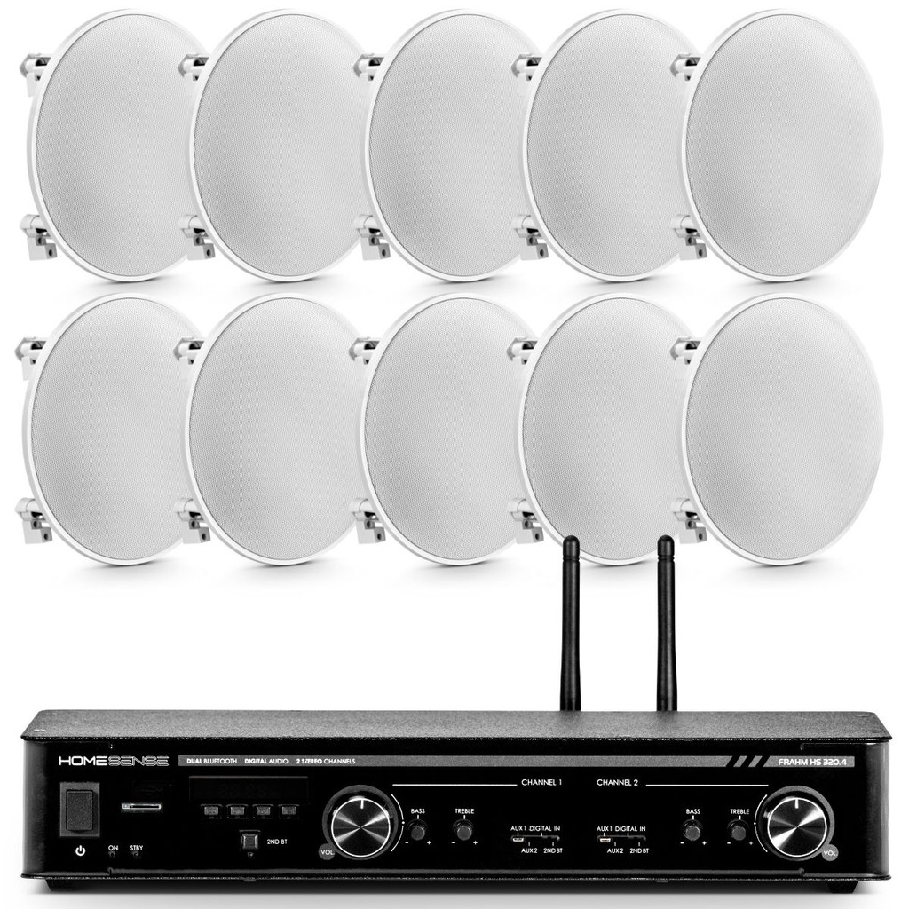 Kit Som Ambiente Home Sense 320.4 + 10 Som Arandela Embutir