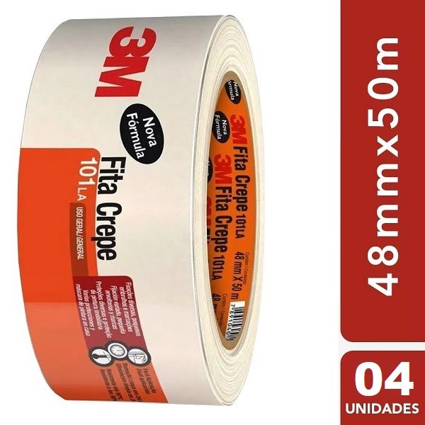 Kit 4 Fita Crepe 48MM X 50M 3M 101LA