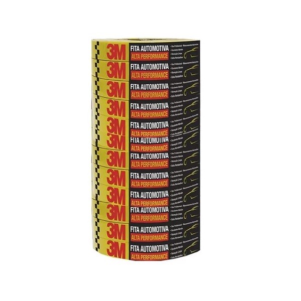 Kit 10 Fita Crepe Automotiva 3M 16MM X 40M ALTA Performance