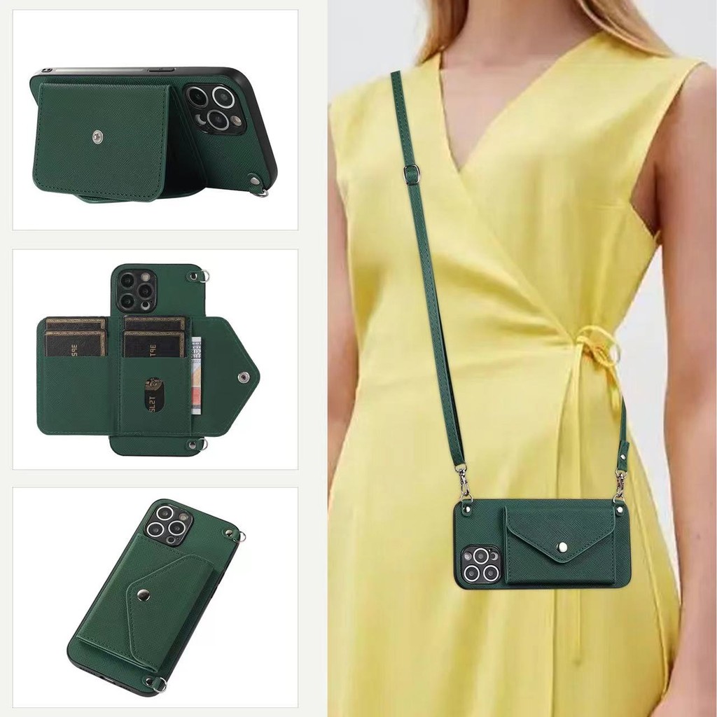 Para iPhone 18 17 16 15 14 13 12 pro max plus Alça De Ar Cartão Carteira De Couro Capa À Prova De Choque Com Cordão
