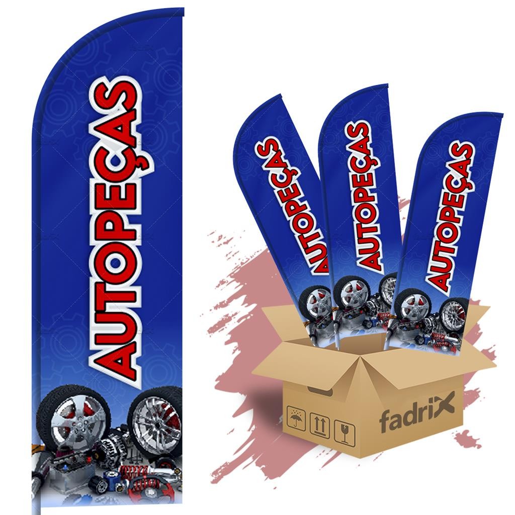 Wind Banner Dupla Face 3mt Autopecas M2 Kit C/ 3unds