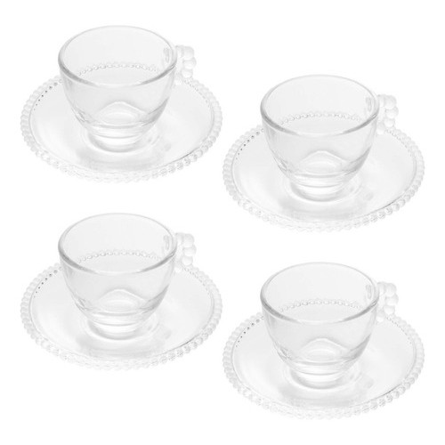 Jogo de 4 Xícaras de Café com Pires Crystal Pearl 80ml - Wolff em Oferta na Shopee
