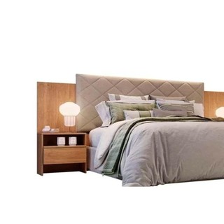 Cabeceira Cama Box Madeirado Cor Cumaru Casal Everest Plus 2 Mesas c/ 2 Gavetas Cumaru - Novo Horizonte em Oferta na Shopee