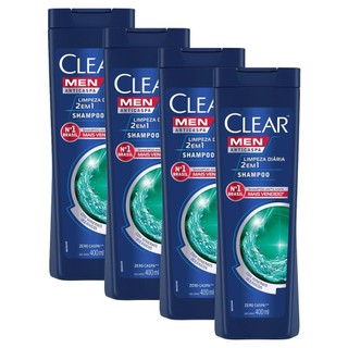 Kit 4 Shampoos Anticaspa Clear Limpeza Diária 2 Em 1 400ml em Oferta na Shopee