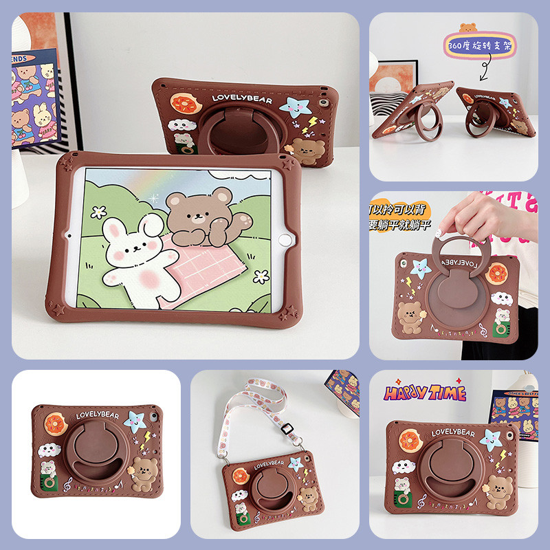 Para iPad 10,2 5 6 7 8 9a Geração 10a Air2 Pro 9,7 Air3 Air4 Air5 10,9 11 2020 2022 2024 Air 11 Mini 1 2 3 4 Capa De Silicone Macia 360 ° Tampa Do Suporte Dobrável De Rotação