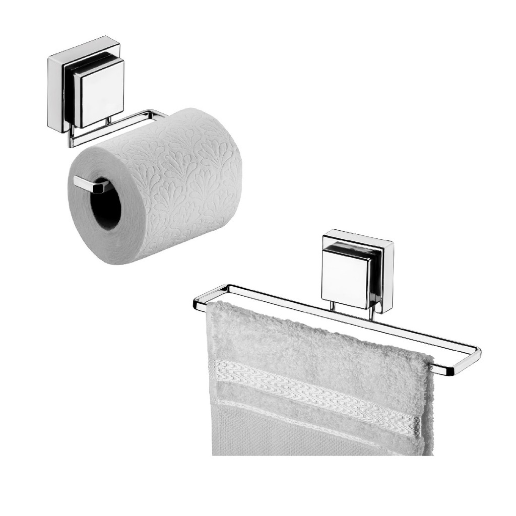 Kit Suporte Lavabo Banheiro Cromado Porta Toalha Rosto E Papeleira Conjunto Completo em Oferta na Shopee