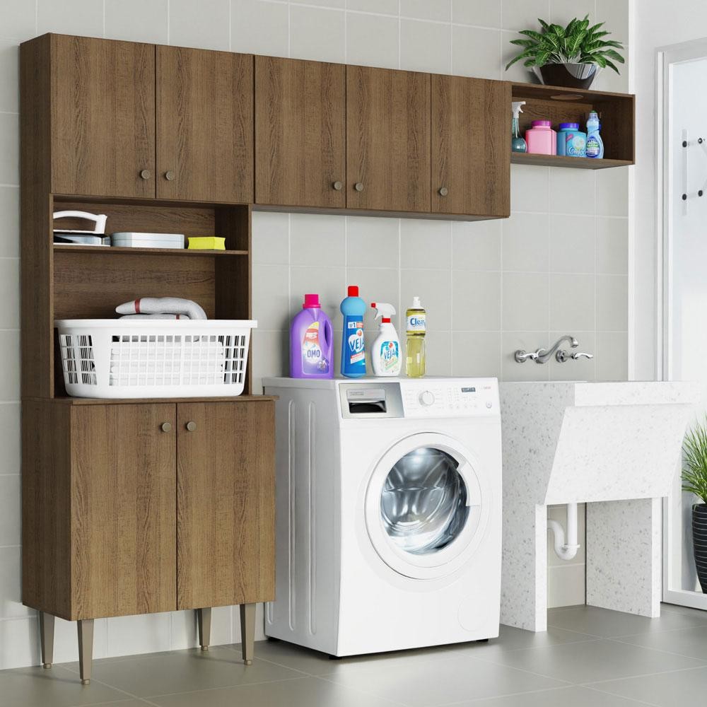 Kit Área de Serviço Lavanderia 235cm Rustic Gourmet Madesa - Home & Living