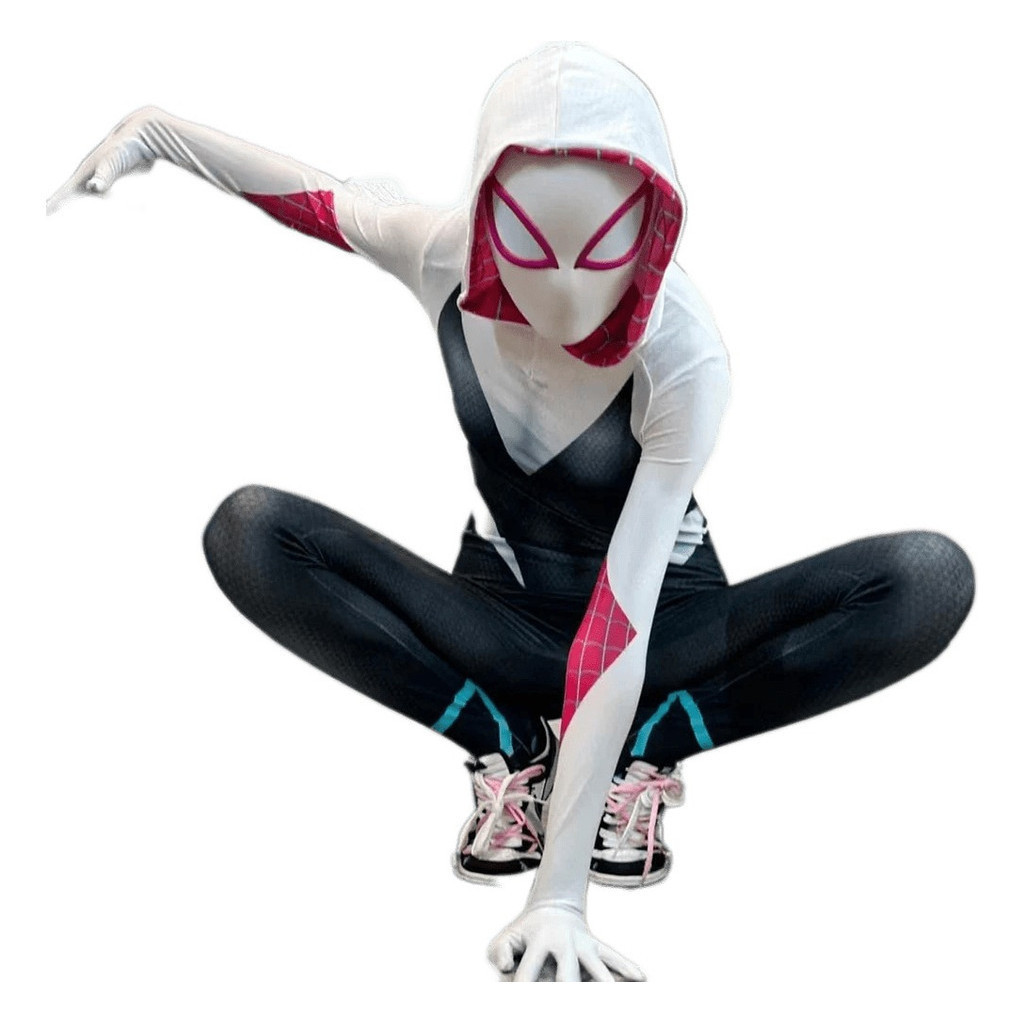 Fantasia Femininia Cosplay Spider Gwen Aranhaverso Filme Luxo Lentes em Oferta na Shopee