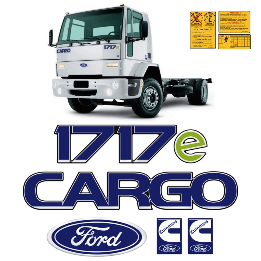 Kit Emblemas Cargo 1717e Adesivos Caminhão Ford Cummins Genérico