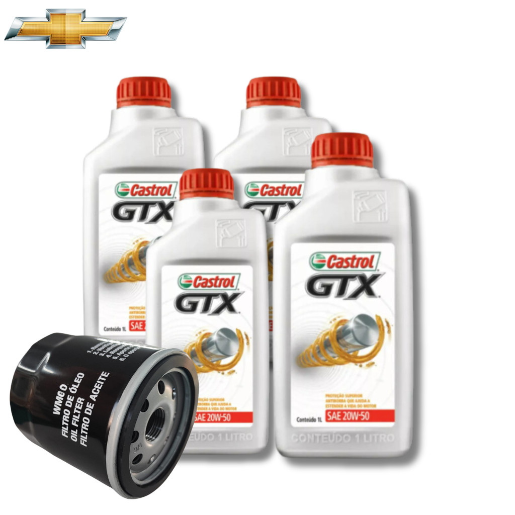 KIT REVISÃO 4 CASTROL 20W50 + FILTRO (GM)