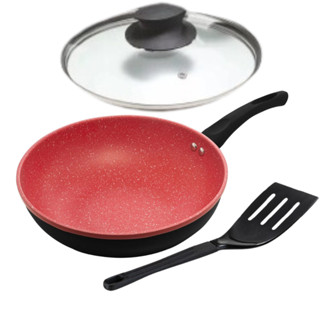 Frigideira 20 Indução Cerâmica antiaderente Com Tampa de Vidro Espátula em Oferta na Shopee