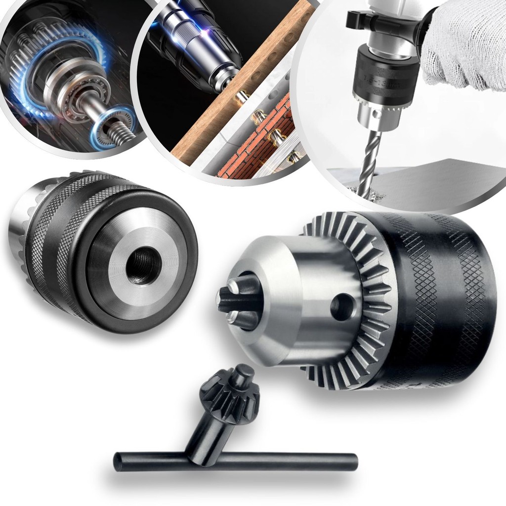 Mandril com Chave 3/8 Rosca 1,5-13mm Universal Castanhas Reforçado Taladro Parafusadeira Furadeira Martelete Pneumática