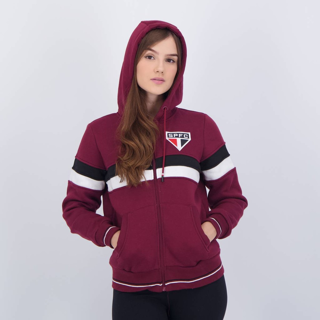 Jaqueta Moletom São Paulo Tri Feminina Bordô em Oferta na Shopee