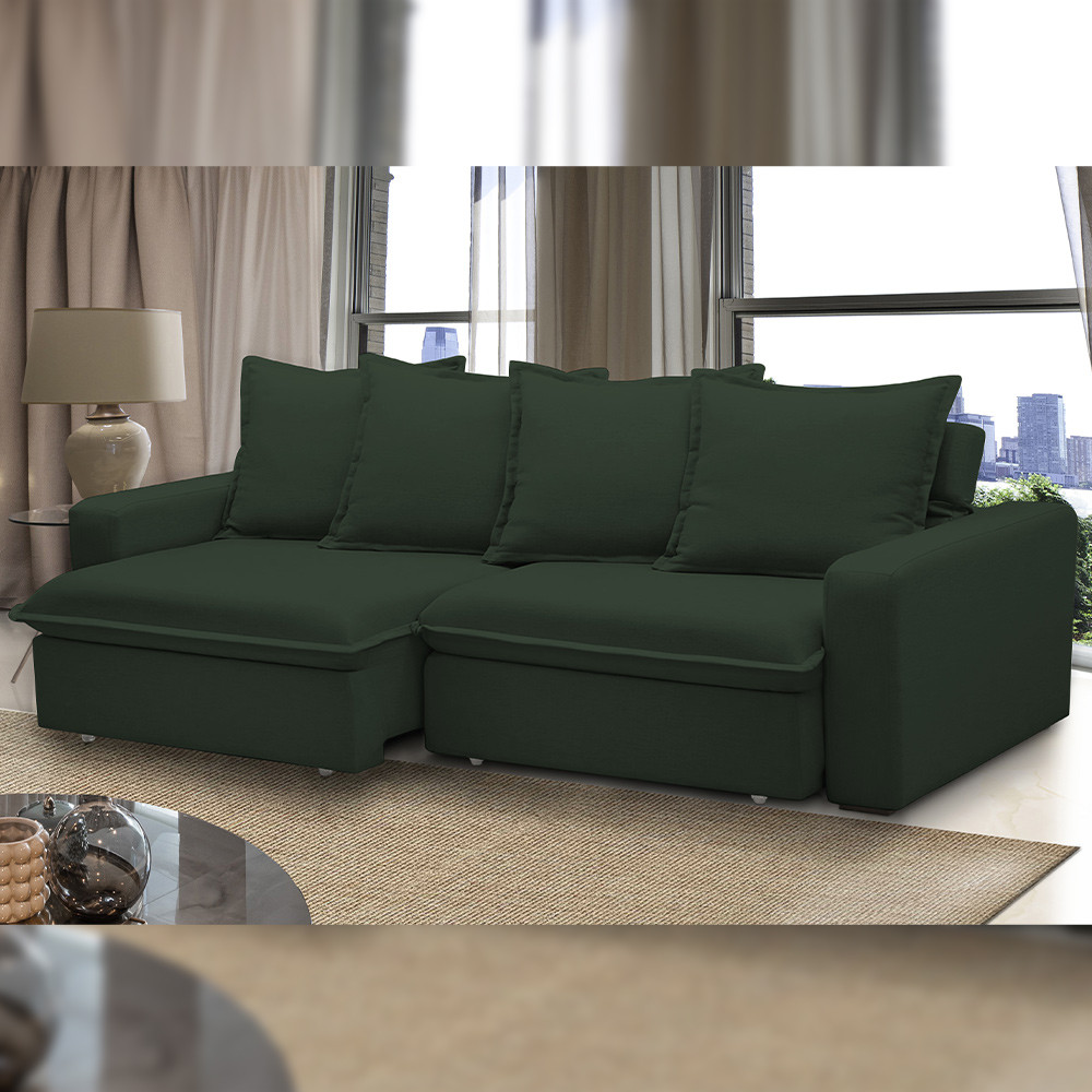 Sofá Retrátil Reclinável Para Sala de Estar Living 235cm Vêneto F04 Veludo Verde - Lyam Decor em Oferta na Shopee